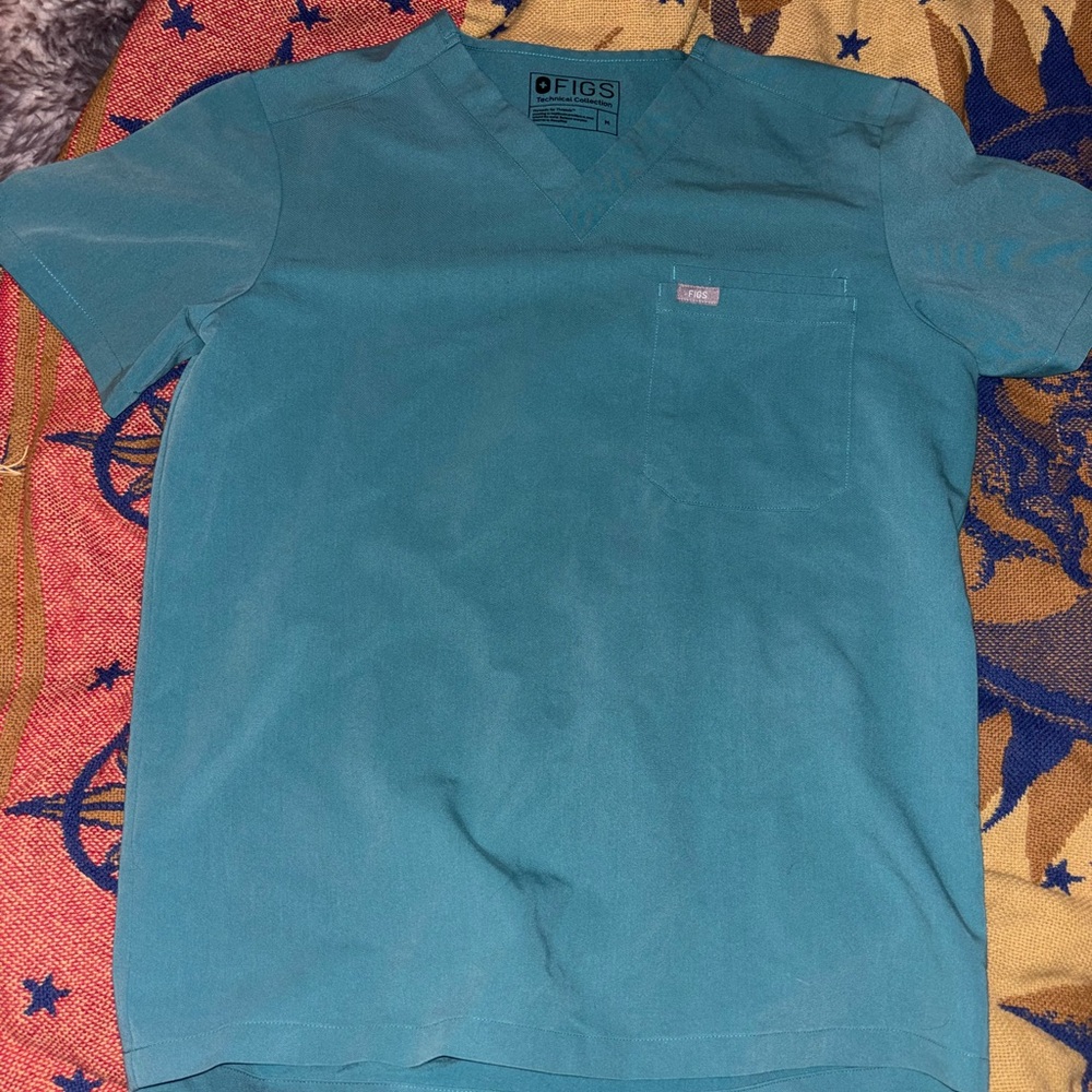 Figs Men's Aqua Short Sleeve Tee